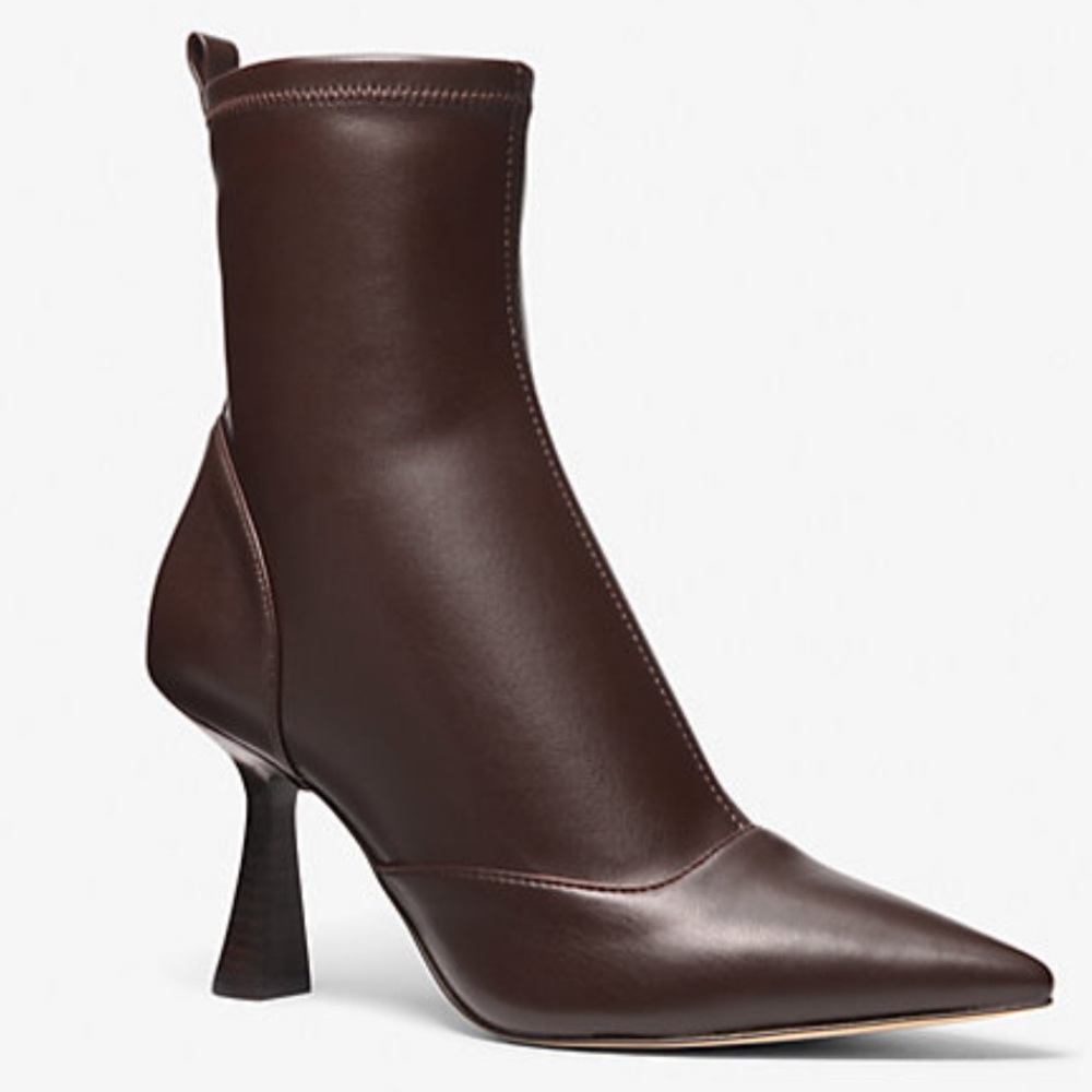 Michael Kors Chocolate Brown “Clara” Heeled Ankle Boots, Size 7